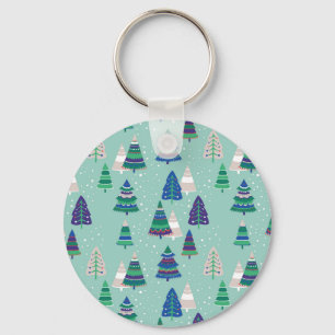 Porte-clés Arbres de Noël, arrière - plan bleu