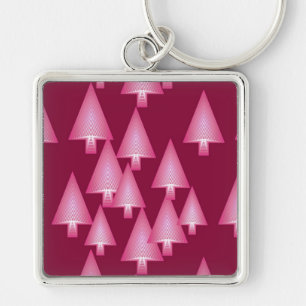 Porte-clés Arbres de Noël métalliques modernes - rose & vin