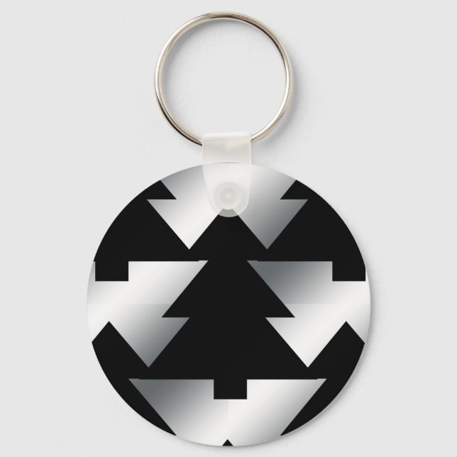 Porte-clés Arbres de Noël noirs en argent (Recto)