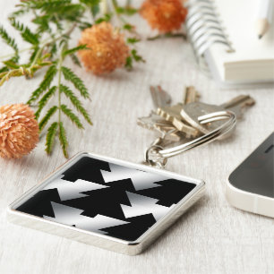Porte-clés Arbres de Noël noirs en argent