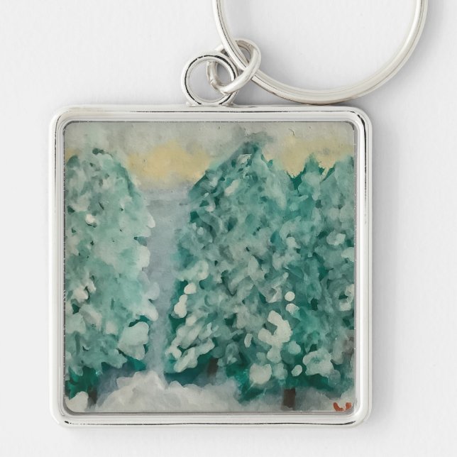 Porte-clés Arbres d'hiver en neige (Devant)