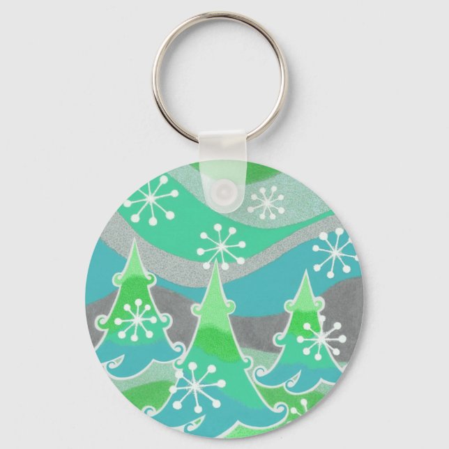 Porte-clés Arbres d'hiver porte - clé vert (Recto)