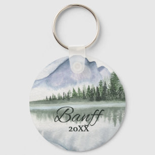 Porte-clés Arbres personnalisés du lac de montagne de Banff
