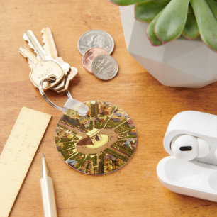 Porte-clés Arc de Triomphe vintage, Paris, France Travel Art