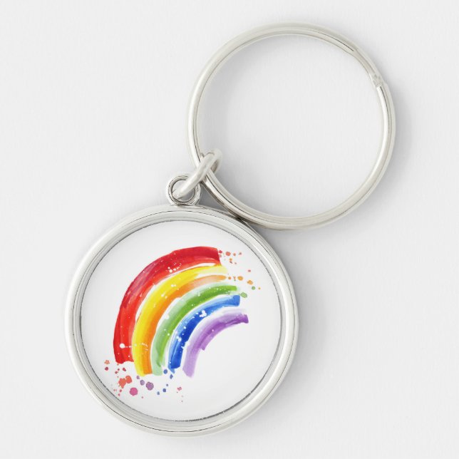 Porte-clés Arc-en-ciel à éclaboussure aquarelle (Devant)