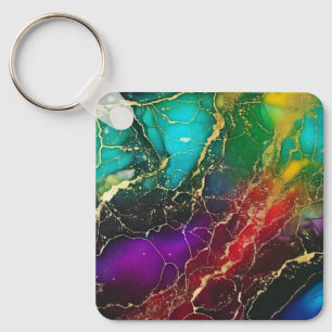Porte-clés Arc-en-ciel couleurs Encre d'alcool Fourre-tout
