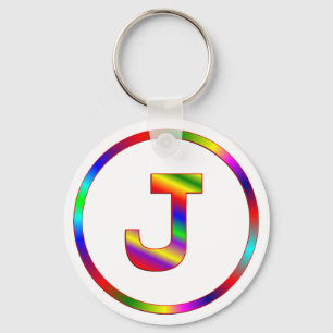 Porte-clés Arc-en-ciel de la lettre J