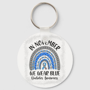 Porte-clés Arc-en-ciel En Novembre Nous Portons Blue Diabetes