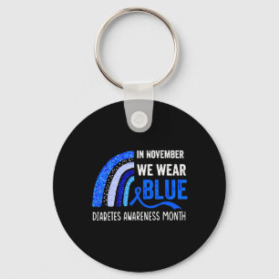 Porte-clés Arc-en-ciel En Novembre Nous Portons Blue Diabetes