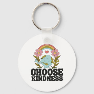 Porte-clés Arc-en-ciel positif Hippie de paix Choisissez Kind
