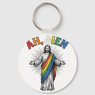 Porte-clés Arc-en-ciel religieux vintage Ah Men