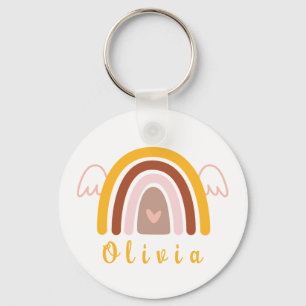 Porte-clés Arc-en-ciel Whimsical Boho avec un nom personnalis
