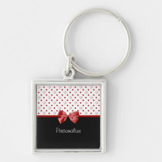 Porte-clés Arc rouge et noir Girly de coeurs de point de