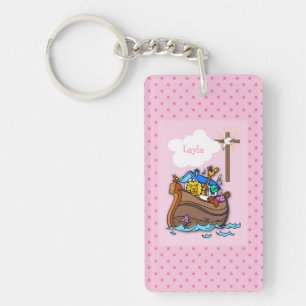 Porte-clés Arche de Noé personnalisable pour baptême de bébé 
