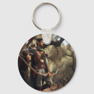 Porte-clés Archer d'elfe Imaginaire reposant dans la forêt de