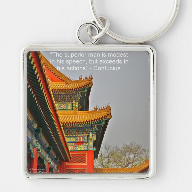 Porte-clés Architecture chinoise ancienne Confucius Citation  (Devant)