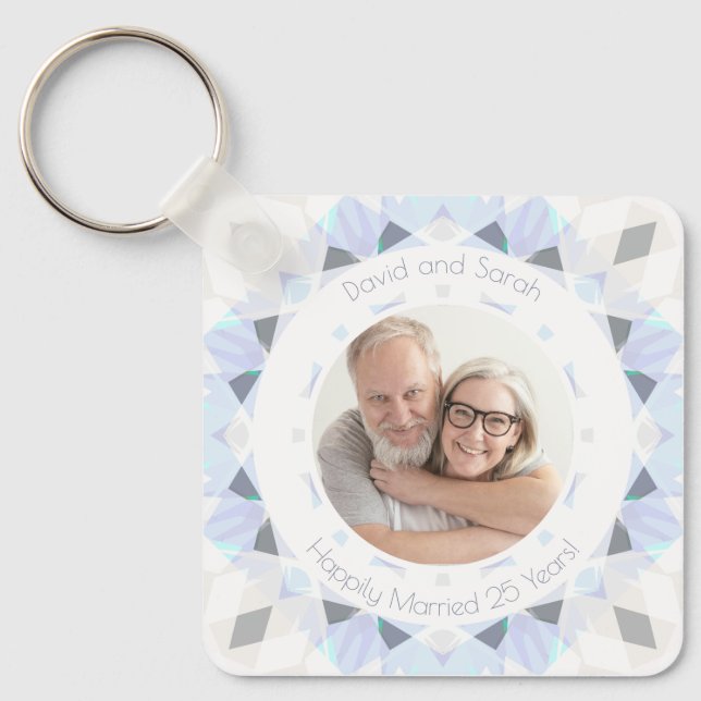Porte-clés Argent 25e anniversaire Mariage Keepsaké cadeau (Recto)