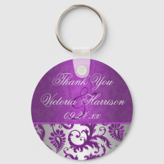 Porte-clés Argent et pourpre Damask II mariage Favoriser Port