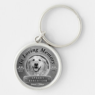 Porte-clés Argent mémorial de chien personnalisé