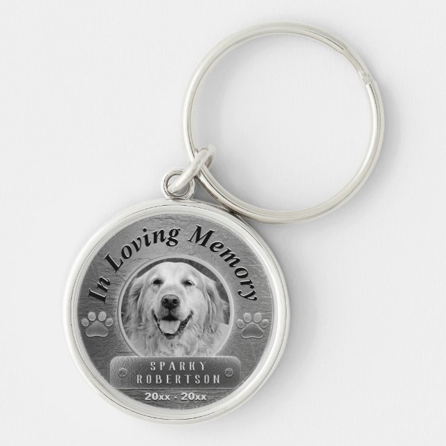 Porte-clés Argent mémorial de chien personnalisé (Devant)