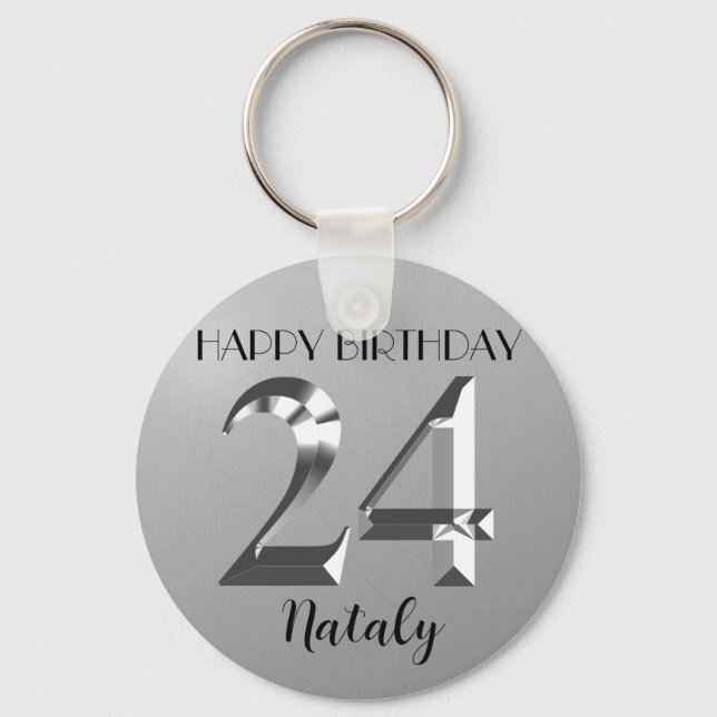 Porte-clés Argent métallique 24e anniversaire (Recto)