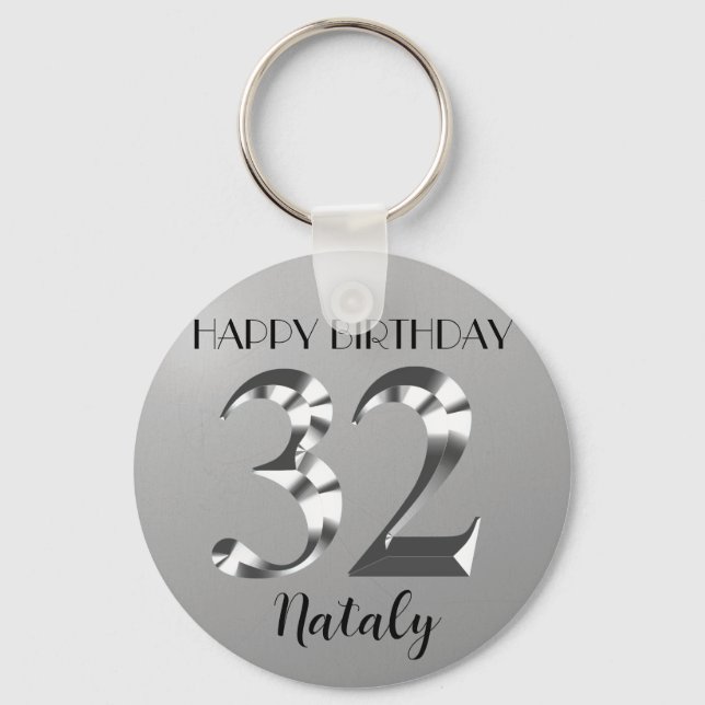 Porte-clés Argent métallique 32e anniversaire (Recto)