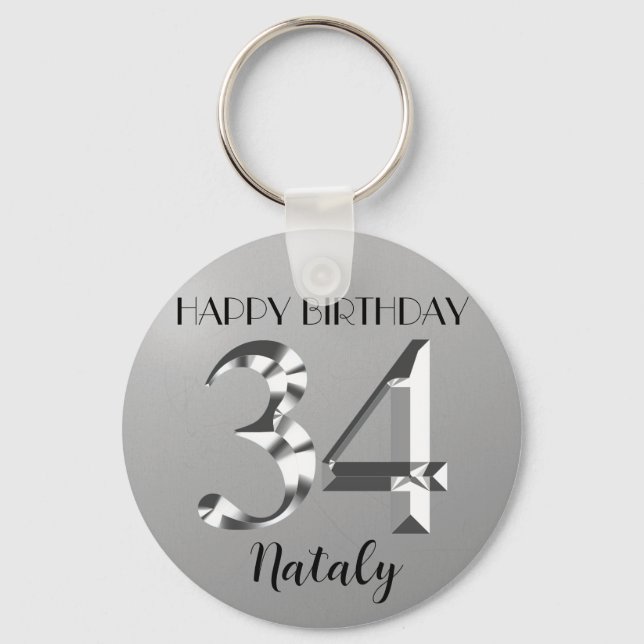 Porte-clés Argent métallique 34e anniversaire (Recto)