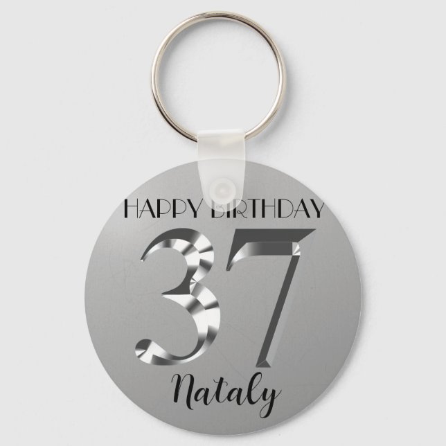 Porte-clés Argent métallique 37e anniversaire (Recto)