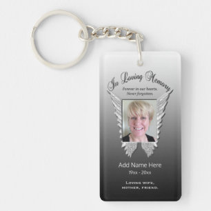 Porte-clés Argent personnalisé ailes d'angle mémorial Ajout