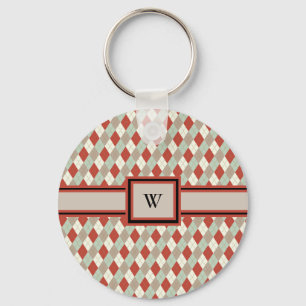 Porte-clés Argyle Classique, Monogramme Rouge Crème Vert Beig
