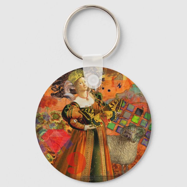 Porte-clés Aries Orange Woman : Collage d'art antique gothiqu (Recto)