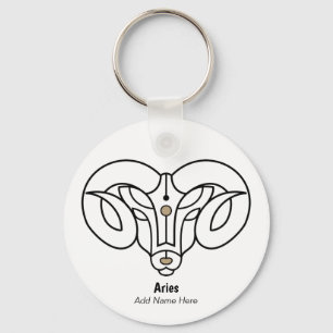Porte-clés Aries zodiac noir or personnaliser
