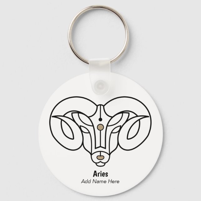 Porte-clés Aries zodiac noir or personnaliser (Recto)