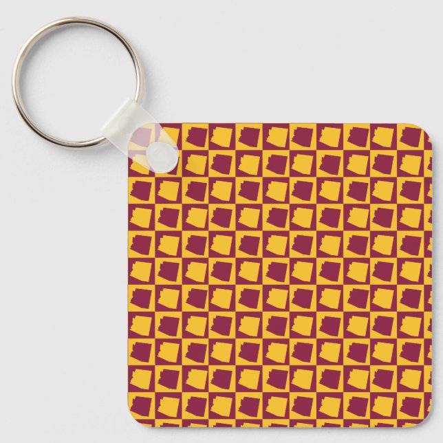 Porte-clés Arizona Geometric Maroon and Gold Pattern (Recto)