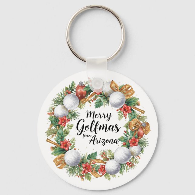 Porte-clés Arizona Golf Christmas Greeting with Golf Wreath  (Recto)