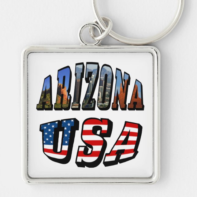 Porte-clés Arizona Picture et USA Flag Text (Devant)