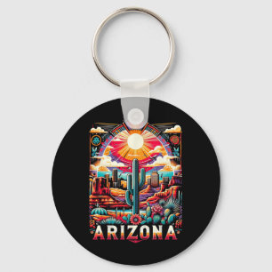Porte-clés Arizona State Shirt Az Retro Desert Cactus Famille