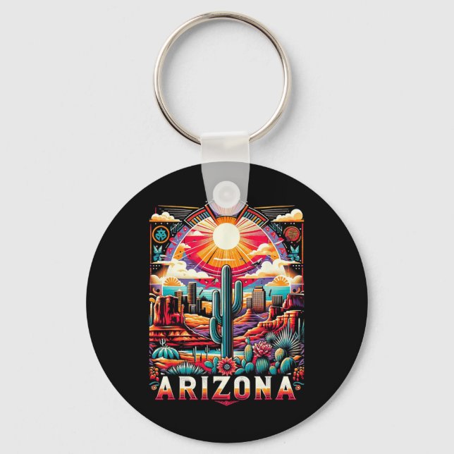 Porte-clés Arizona State Shirt Az Retro Desert Cactus Famille (Recto)