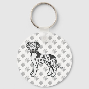 Porte-clés Arlequin Grand Danois Chien de Dessin Animé Mignon