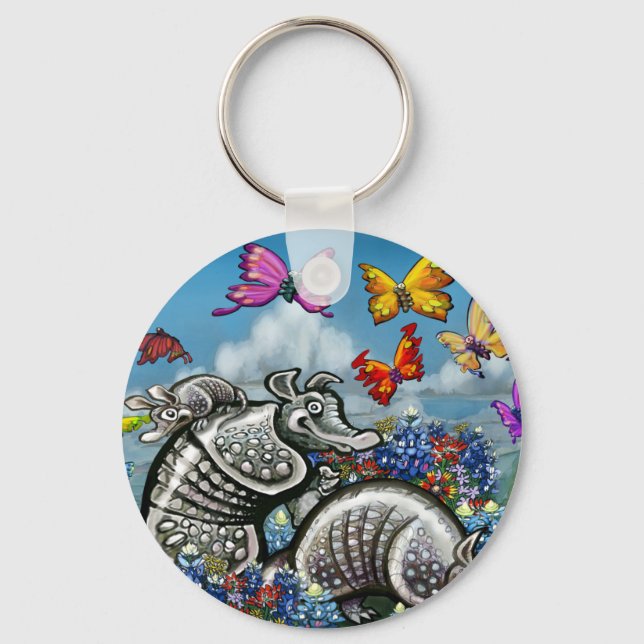 Porte-clés Armadillos Bluebonnets Papillons Fleurs sauvages (Recto)