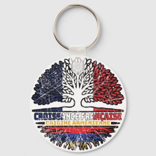Porte-clés Arménienne Arménie Français Drapeau Des Racines D'
