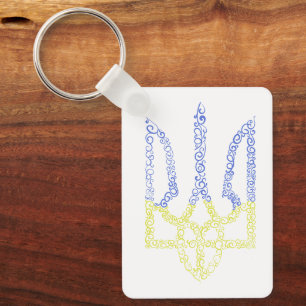Porte-clés Armoiries de l'Ukraine trident motif de la spirale