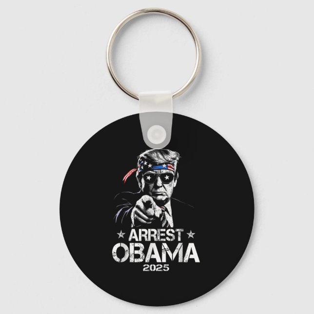 Porte-clés Arrestation Obama 2025 Drapeau Américain Conceptio (Recto)