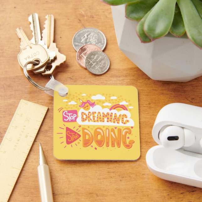 Porte-clés Arrêtez De Rêver, Commencez À Faire Du Métal Jaune (Bureau)