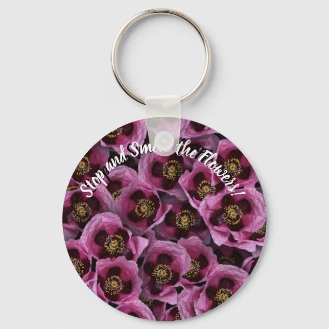 Porte-clés Arrêtez et sentez le Porte - clé Fleurs (Recto)