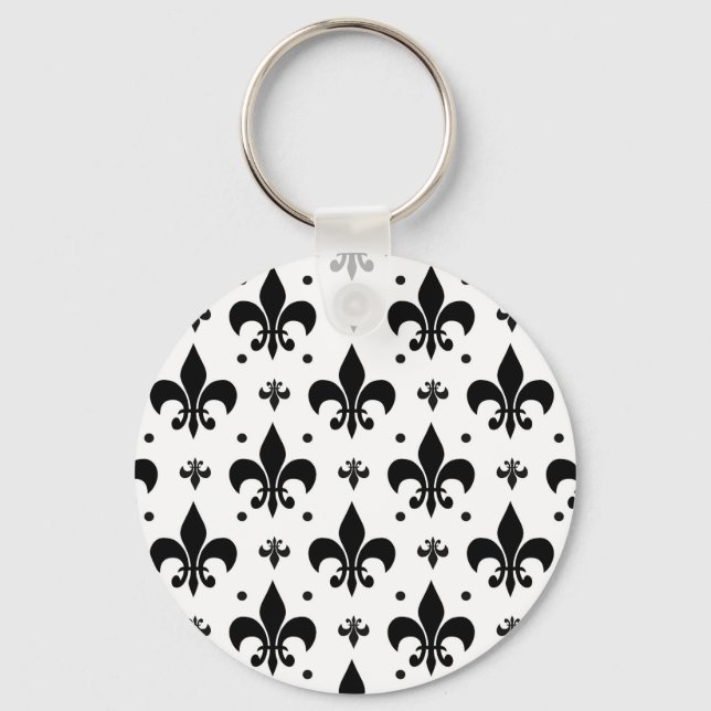 Porte-clés Arrière - plan blanc Fleur-de-lis Motif design (Recto)
