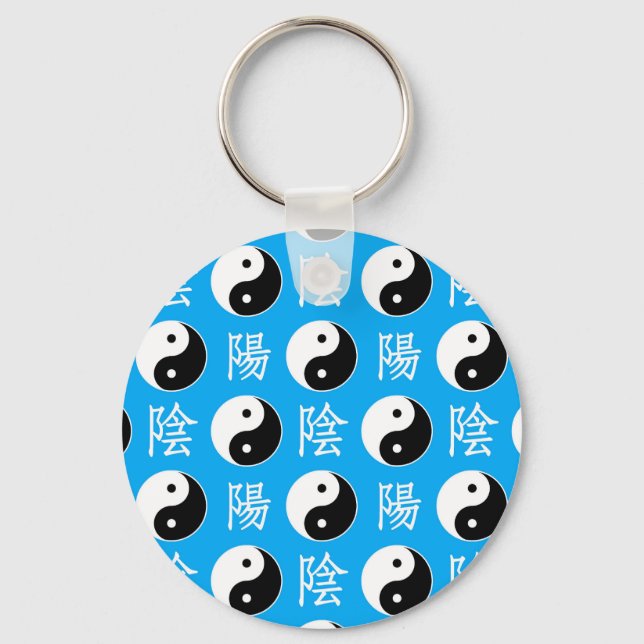 Porte-clés Arrière - plan bleu Motif chinois Yinyang (Recto)