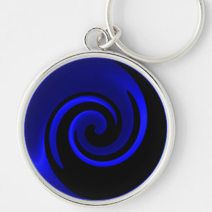 Porte-clés Arrière - plan Blue Sapphire et Black Swirl