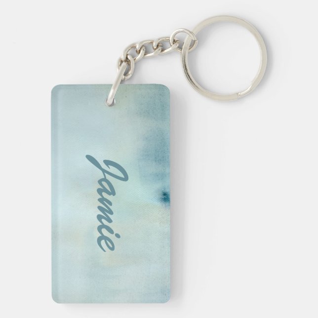 Porte-clés arrière - plan d'aquarelle dans bleu et jaune en (Dos)