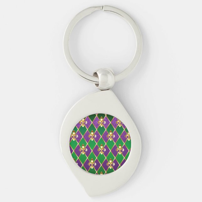 Porte-clés Arrière - plan de bijoux Mardi Gras (Devant)